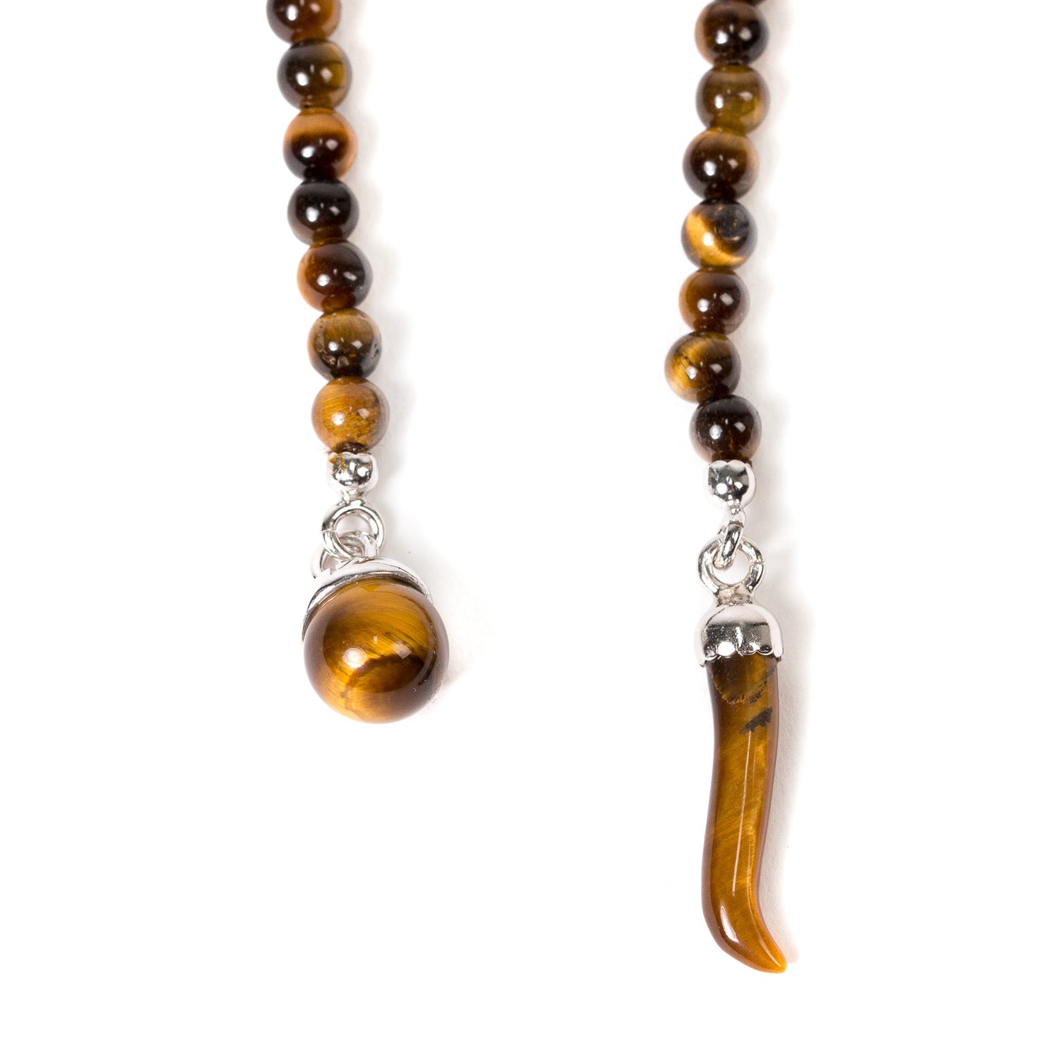 Knopflochkette "Tiger's Eye Ball" aus Sterling Silber - Handarbeit